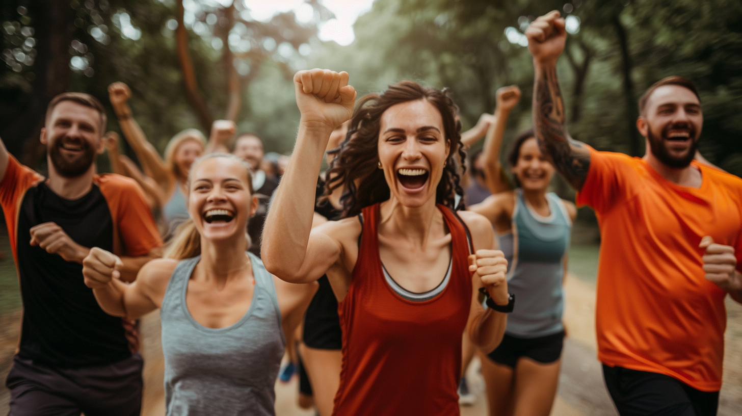 Щаслива група людей різного віку після тренування